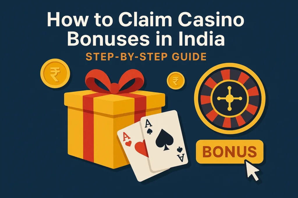 Visual are showing steps how to claim casino bonuses